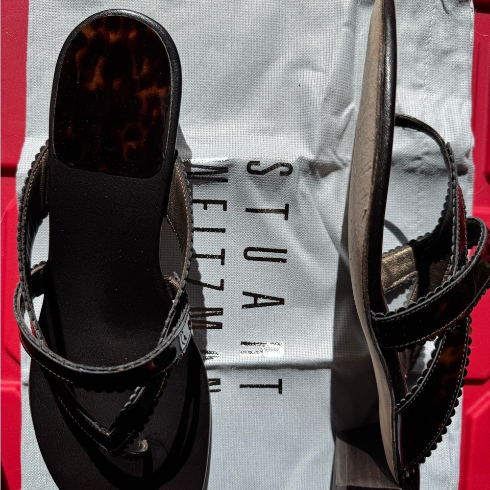 Stuart Weitzman Black and Brown Sandals
